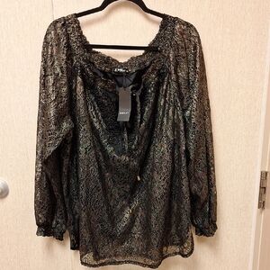 Sheilay Shimmering Black Lace Top